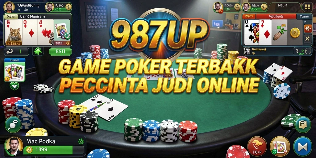Screenshot menunjukkan gameplay seru di 987UP dengan variasi permainan Poker.