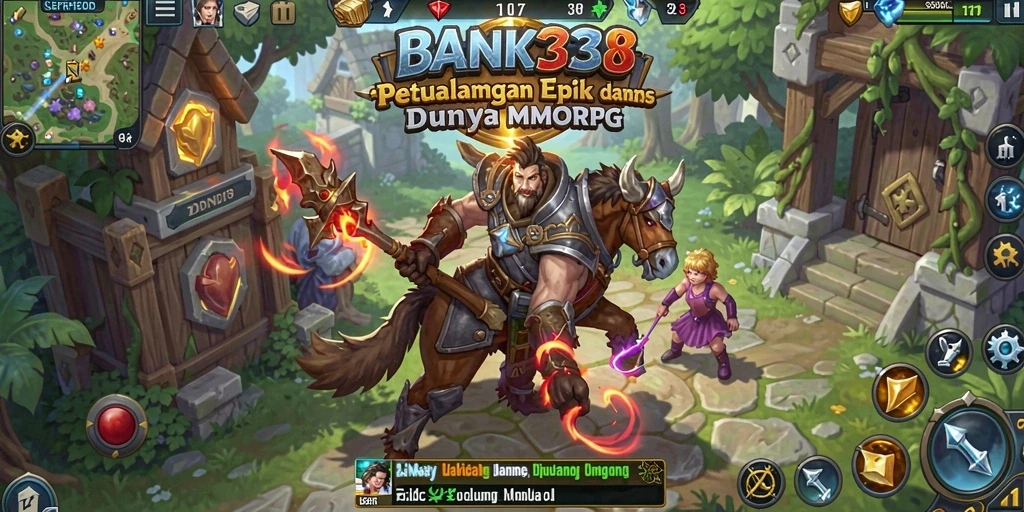 Screenshot utama BANK338 menampilkan aksi seru dalam gameplay MMORPG.