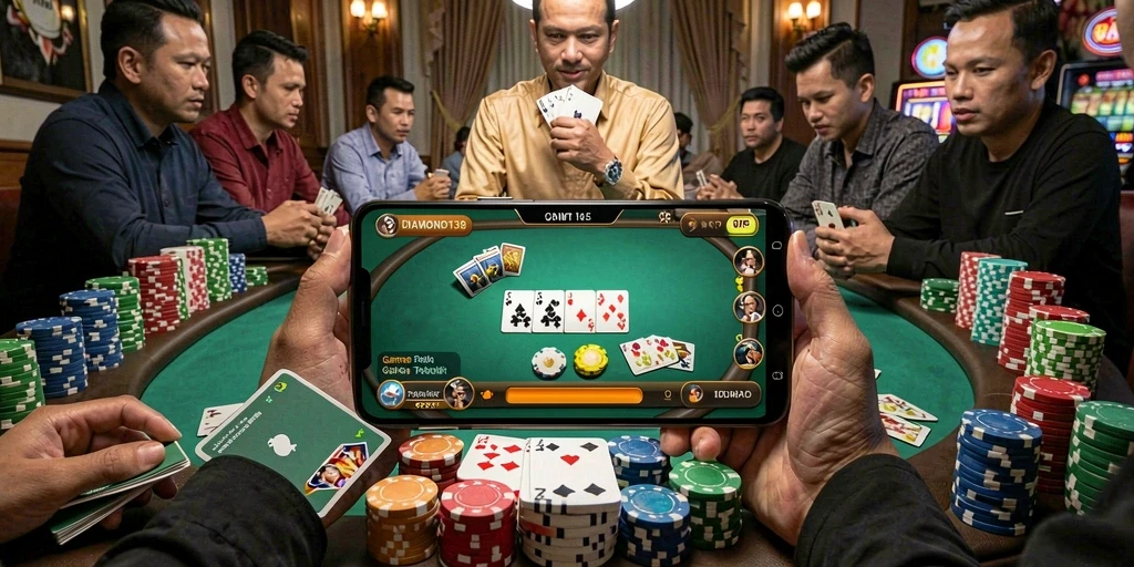 Tampilan menarik dari gameplay Poker di DIAMOND138.