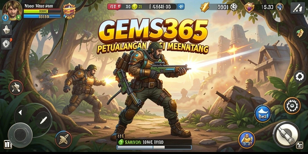 Tampilan gameplay seru di GEMS365 dengan pertempuran yang mendebarkan.