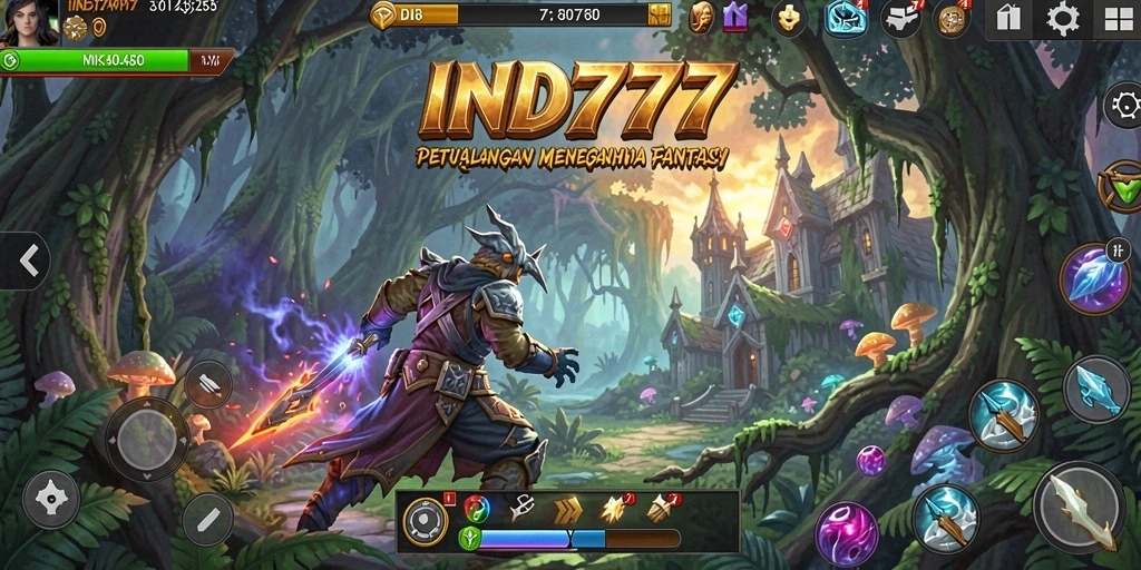 Screenshot menunjukkan karakter beraksi dalam dunia petualangan yang menegangkan.