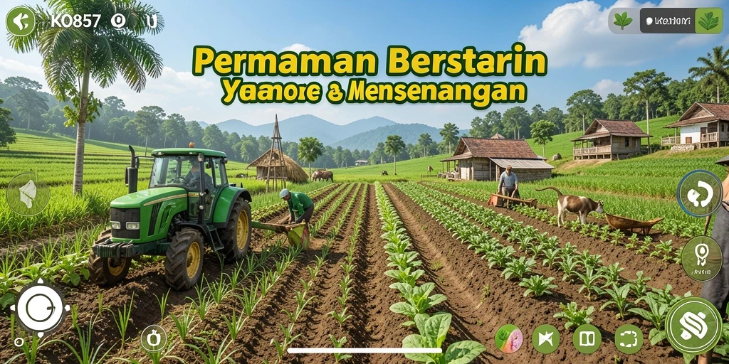 Tampilan gameplay menarik di KO857 dengan aktivitas bertani yang seru.