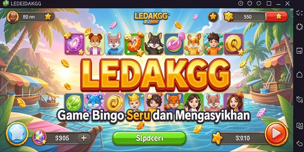 Tampilan gameplay seru dalam LEDAKGG yang penuh warna.