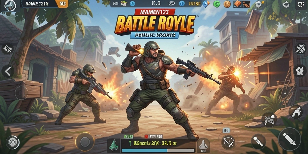 Tampilan gameplay aksi Battle Royale di MAMEN123 yang mengesankan.