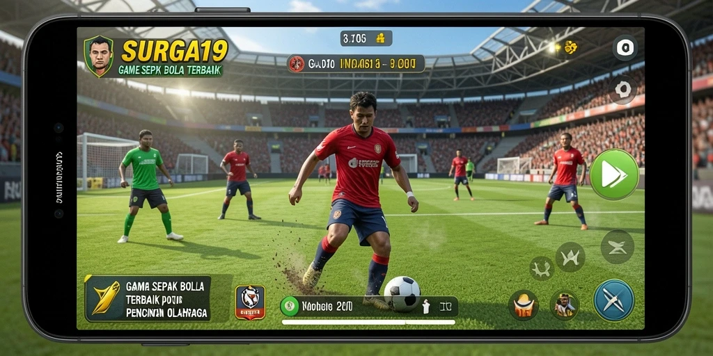 Tampilan gameplay seru dalam game sepak bola SURGA19.